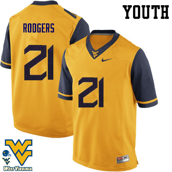 NCAA Youth Ira Errett Rodgers West Virginia Mountaineers Gold #21 Nike Stitched Football College Authentic Jersey CQ23Q64HQ
